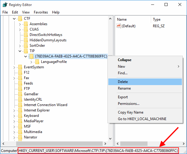 Screenshot of Registry Editor showing the registry key for PinyinTones